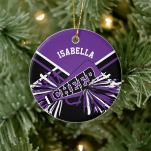 Cheerleader 📣💖 - Purple, Black and White Ceramic Ornament