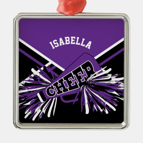 Cheerleader  _ Purple Black and White Metal Ornament