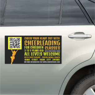 Cheerleader QR Code Sign, Cheerleading Classes Car Magnet