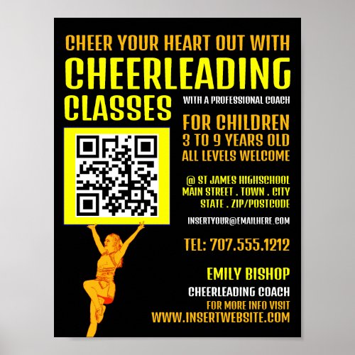 Cheerleader QR Code Sign Cheerleading Classes Poster