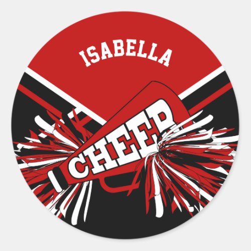  Cheerleader _ Red Black and White Classic Round Sticker