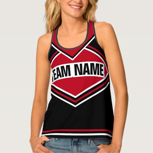 Cheerleader Red Black Team Name Squad Uniform Tank Top