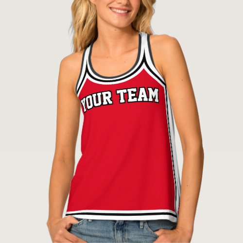 Cheerleader Red Black White Outlines Varsity Shell Tank Top