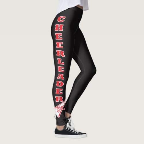 Cheerleader Red Typography Letters Leggings