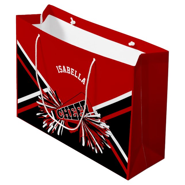 Cheerleader 📣 - Red, White and Black - Large Gift Bag (Front Angled)