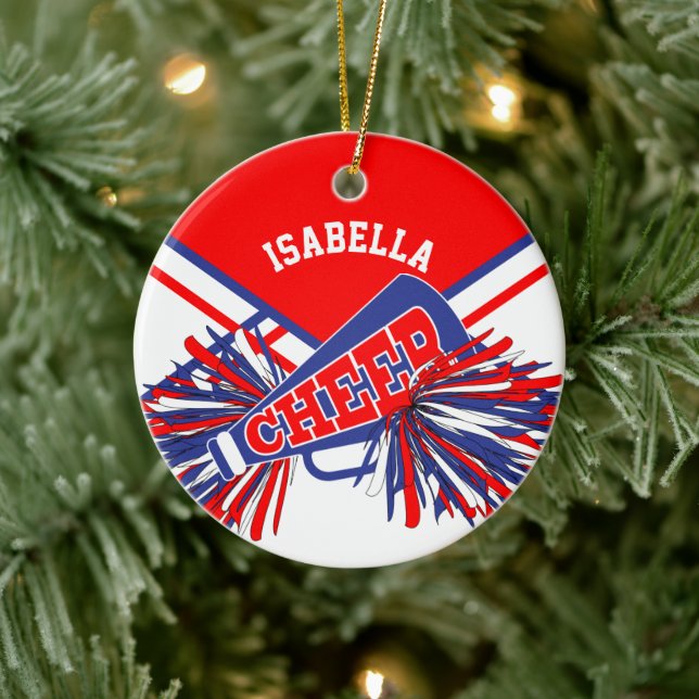 Cheerleader 📣💖 - Red, White and Blue Ceramic Ornament (Tree)