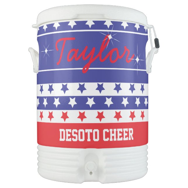 Cheerleader | Red, White and Blue| DIY Name & Text Beverage Cooler (Front)