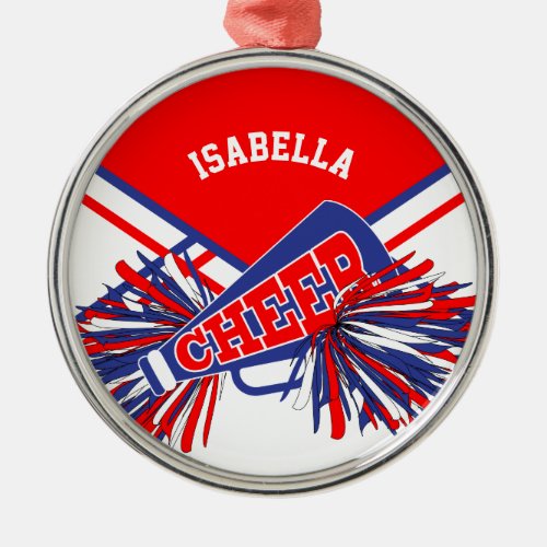 Cheerleader  _ Red White and Blue Metal Ornament