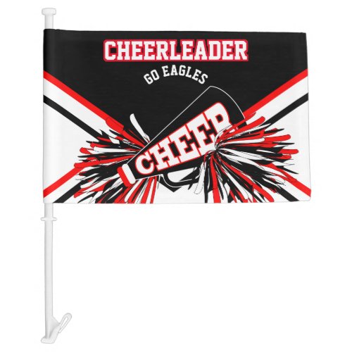Cheerleader _ Red White  Black Car Flag