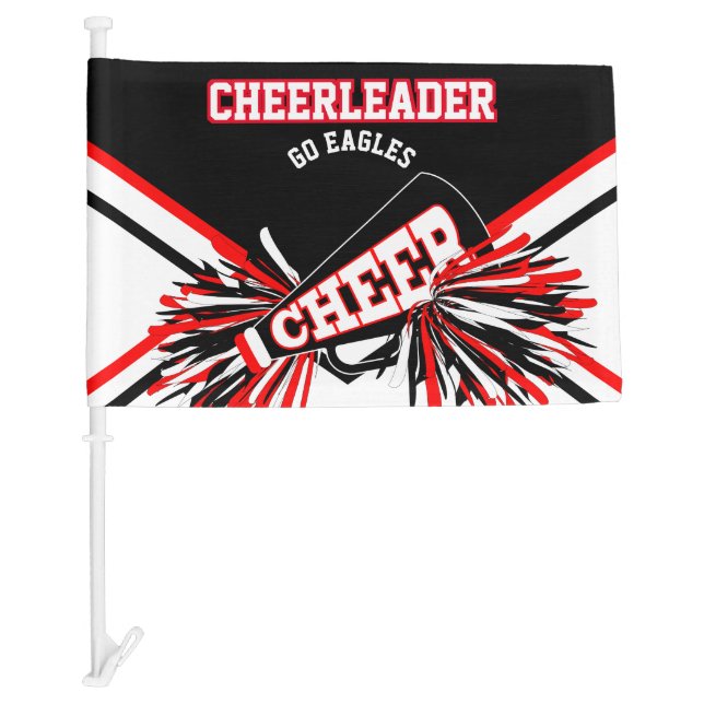 Cheerleader - Red, White & Black Car Flag (Front)