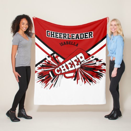 Cheerleader _ Red White  Black Fleece Blanket