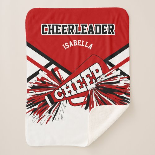 Cheerleader  _ Red White  Black Sherpa Blanket