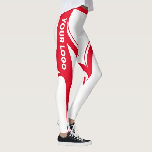 Cheerleader Red White Heart Butt Team Uniform Logo Leggings