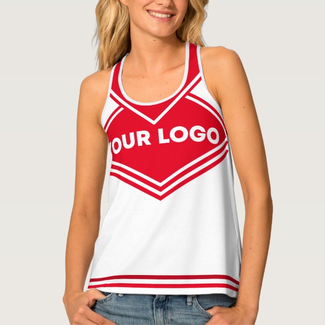 Cheerleader Red White Team Logo Squad Uniform Tank Top (Front)