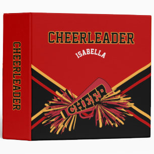 Cheerleader School Colors Black, Gold & Dark Red Binder