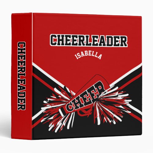 Cheerleader School Colors Black White  Dark Red 3 Ring Binder