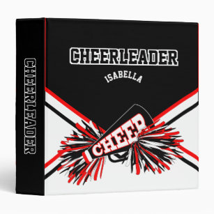 Cheerleader - School Colors - Black, White & Red Binder