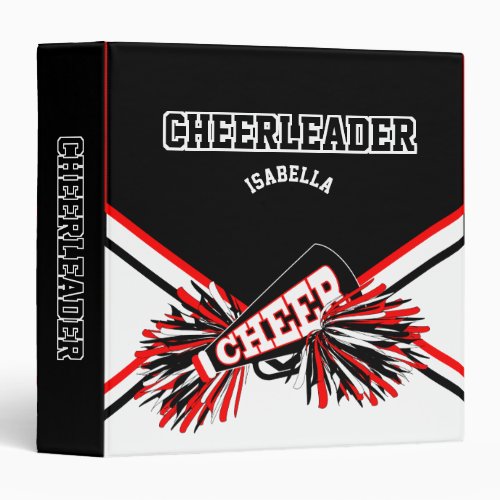 Cheerleader _ School Colors _ Black White  Red Binder