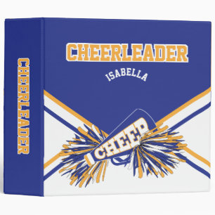 Cheerleader - School Colors - Blue, White & Gold 3 Ring Binder