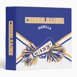 Cheerleader - School Colors - Blue, White & Gold 3 Ring Binder