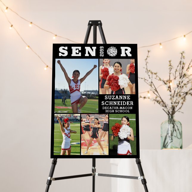 Cheerleader Senior Graduation 5 Photo Collage Foam Board (In Situ (Stand))