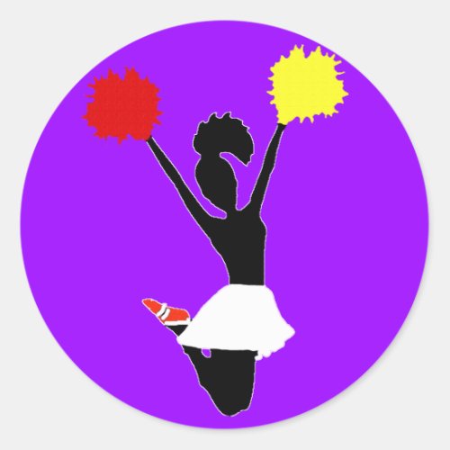 Cheerleader Silhouette Classic Round Sticker