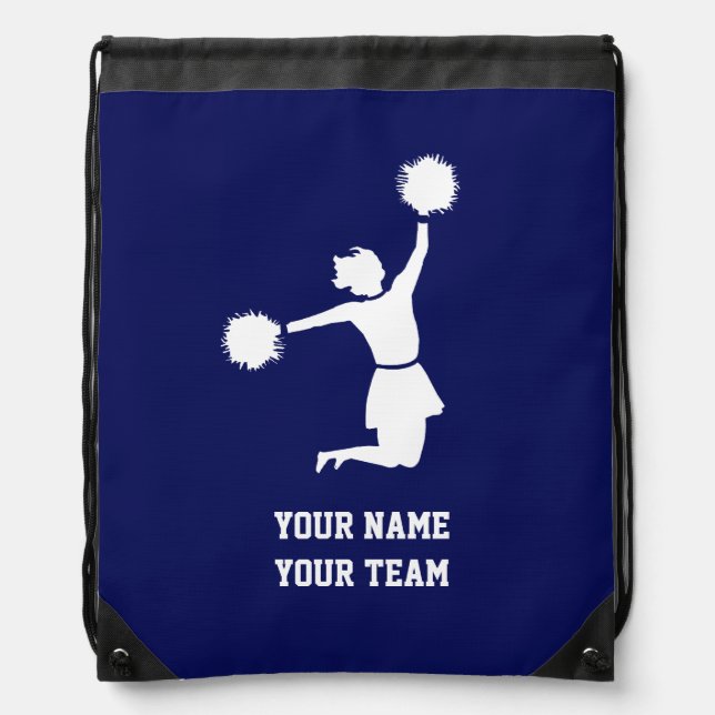 Cheerleader Silhouette On Blue Backpack (Front)