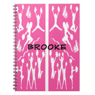 CHEERLEADER SPIRAL NOTEBOOK DESIGN WHITE AND PINK