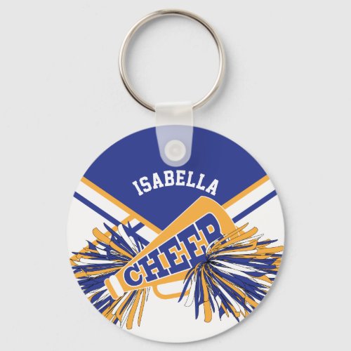 Cheerleader Spirit _Blue Gold and White 2 Keychain