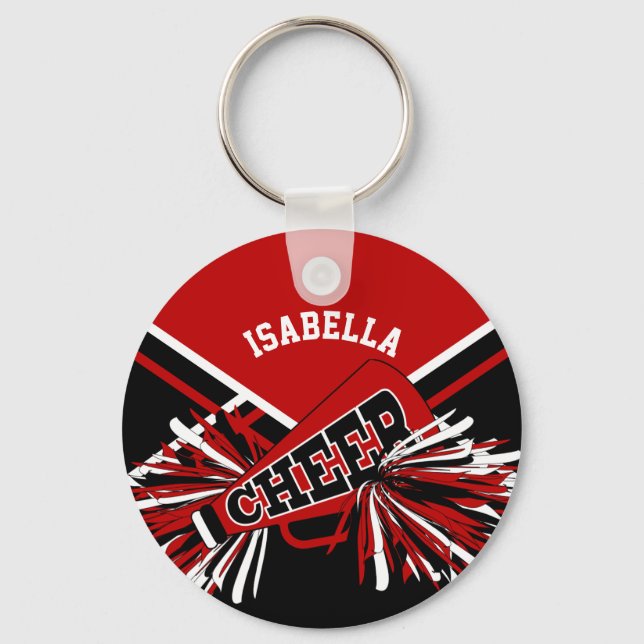 Cheerleader Spirit - Dark Red, Black and White Keychain (Front)