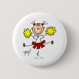 Cheerleader Stick Fgure Pinback Button
