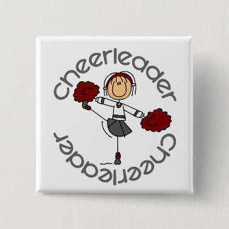 Cheerleader Stick Figure Button