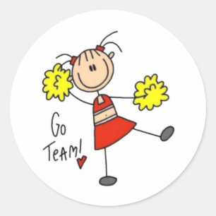 Cheerleader Stick Figure Classic Round Sticker