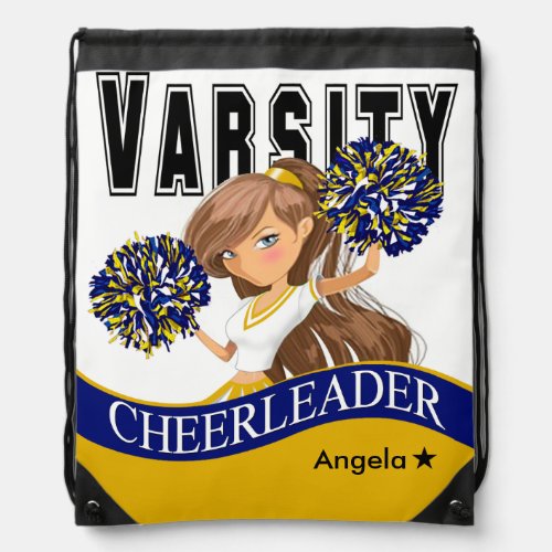 Cheerleader Team Colors  gold navy Drawstring Bag