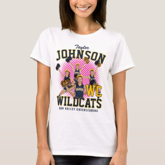 Cheerleader Team Custom Photo Retro Bootleg Blue T-Shirt