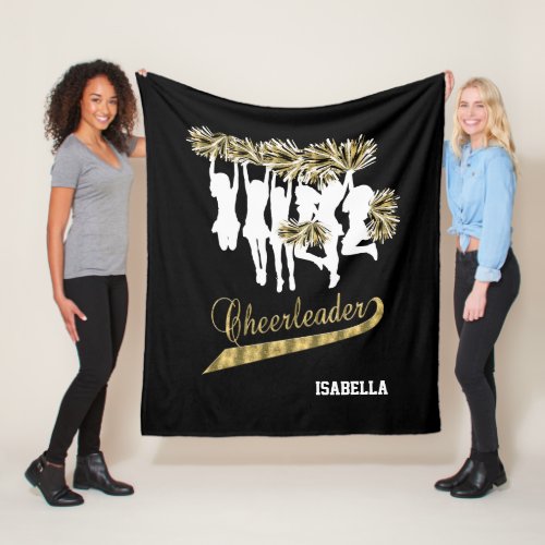 Cheerleader Team  _ Gold Black and White Fleece Blanket