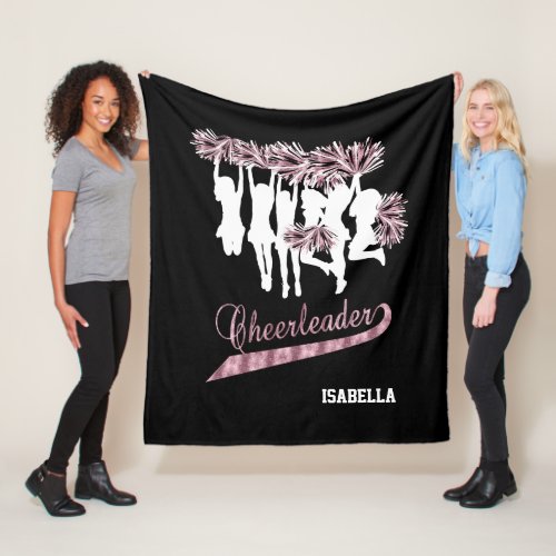Cheerleader Team  _ Pink Black and White Fleece Blanket