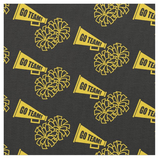 Cheerleader Team School Colors Gold & Black Fabric (Close Up)