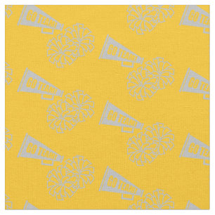 Cheerleader Team School Colors Grey Silver & Gold Fabric