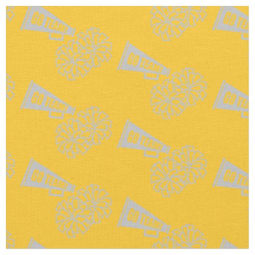 Cheerleader Team School Colors Grey Silver & Gold Fabric