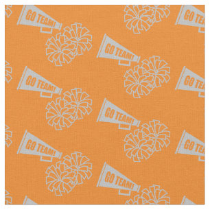 Cheerleader Team School Colors Grey Silver Orange Fabric