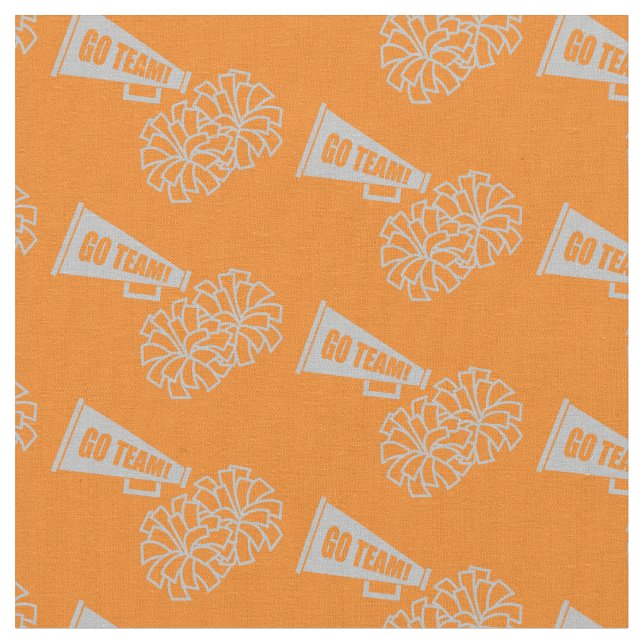 Cheerleader Team School Colors Grey Silver Orange Fabric (Close Up)