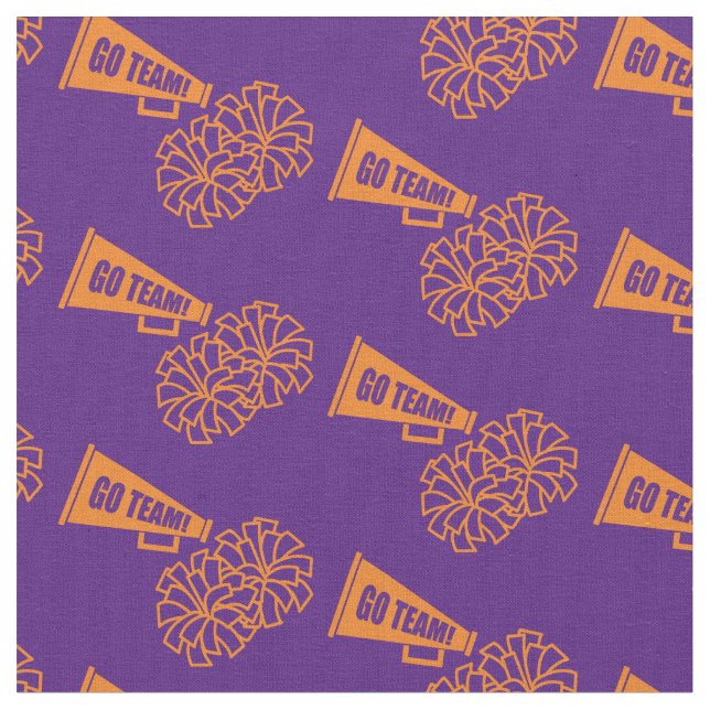 Cheerleader Team School Colors Orange & Purple Fabric (Close Up)