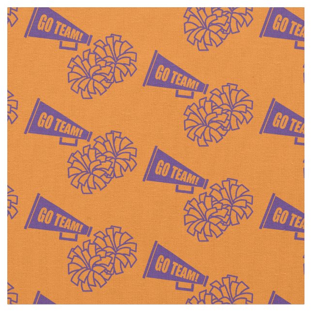 Cheerleader Team School Colors Purple & Orange Fabric (Close Up)