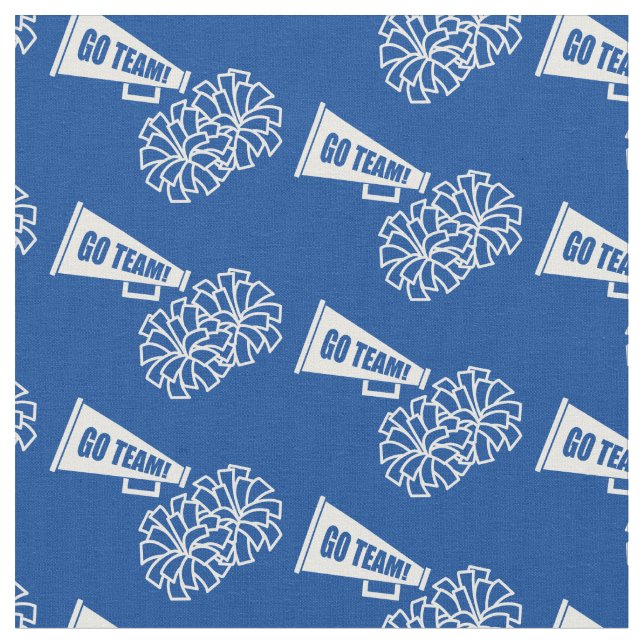 Cheerleader Team School Colors White & Blue Fabric (Close Up)