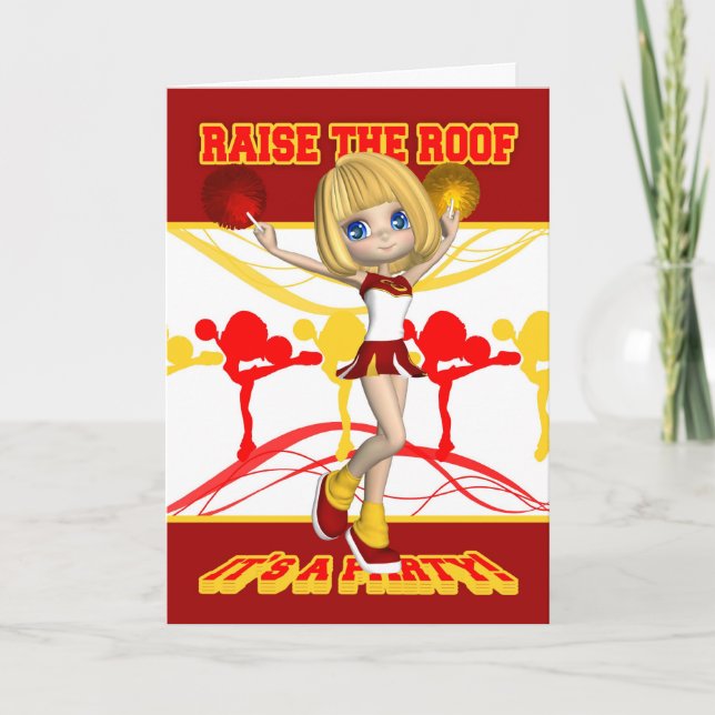 Cheerleader Theme Party Invitation Greeting Card (Front)