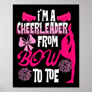 Cheerleader Tumbling Cheer Girl Loves Bows And Che Poster