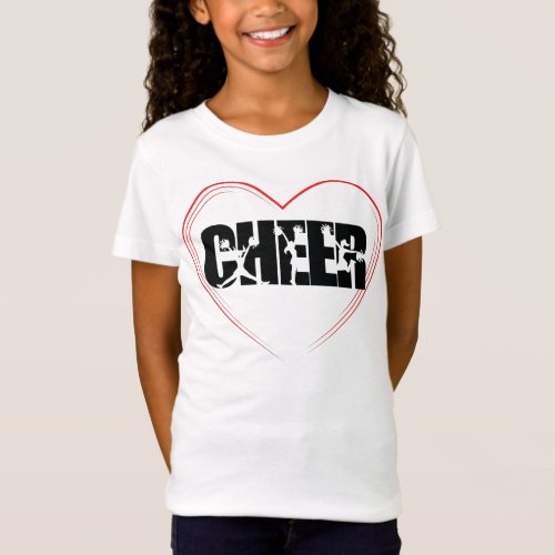 Cheerleader Typography Cheer Silhouette Love Girly T_Shirt
