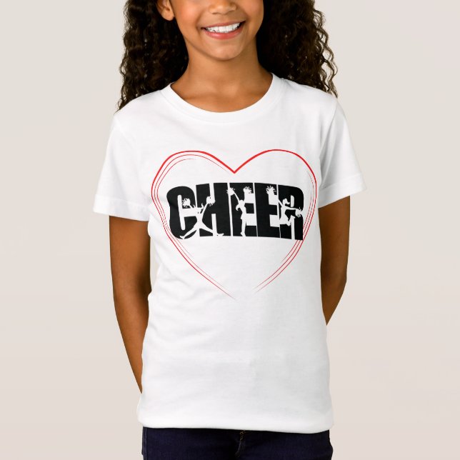 Cheerleader Typography Cheer Silhouette Love Girly T-Shirt (Front)