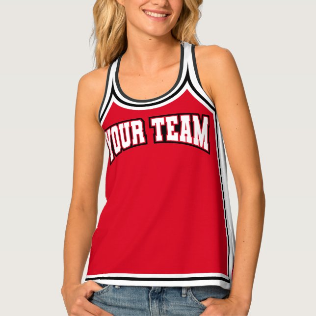 Cheerleader Uniform Shell Red Name Logo Photo  Tank Top (Front)